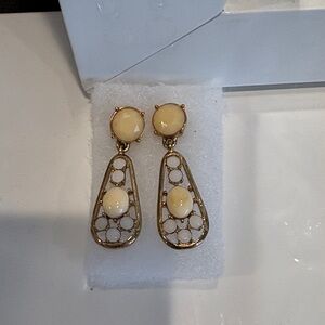 kate spade Gold and Cream Drop Filigree Earrings